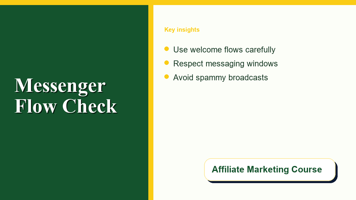 A sleek interface displaying a compliant Messenger automation chatbot sending valuable content to a user.