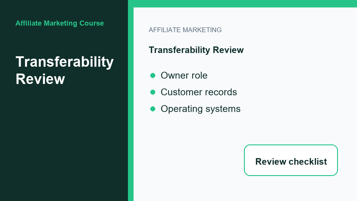 Transferability review for buying an existing operating business