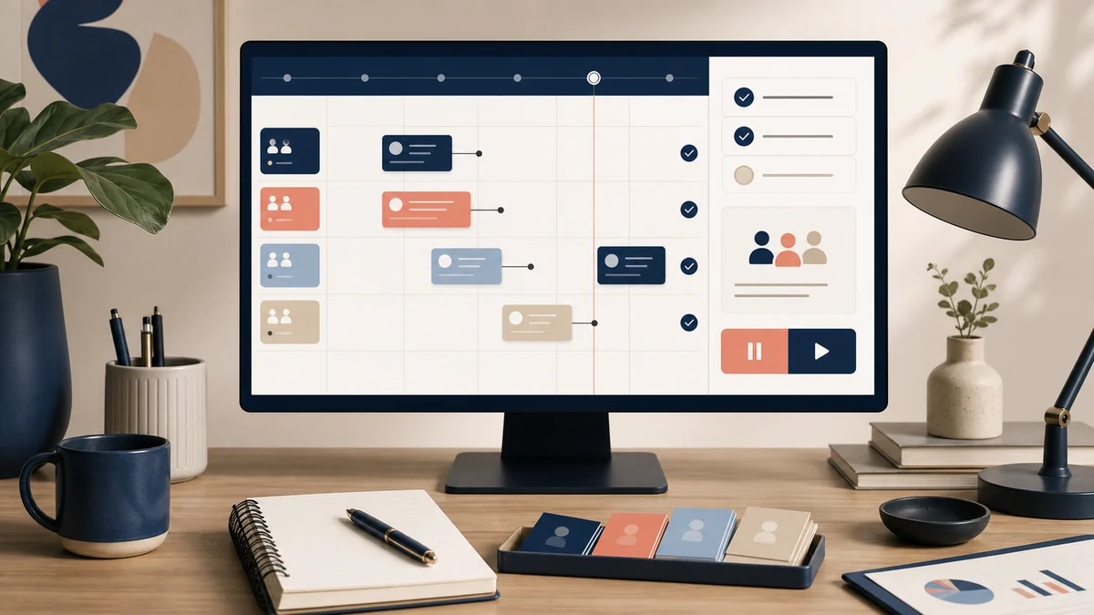Outreach calendar with audience segments and approval checkpoints before sending.